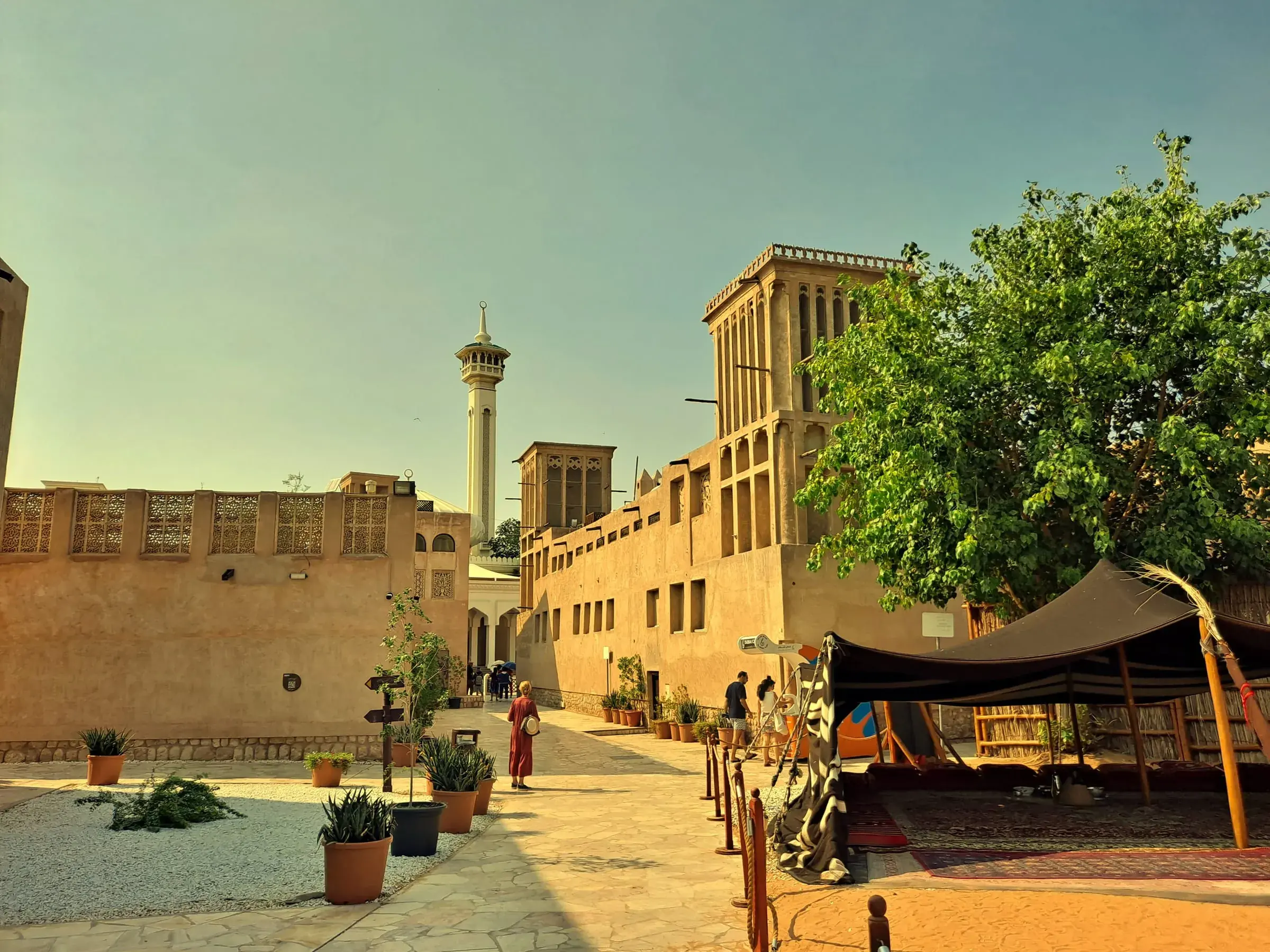 Al Seef heritage alley in old Dubai at golden hour
